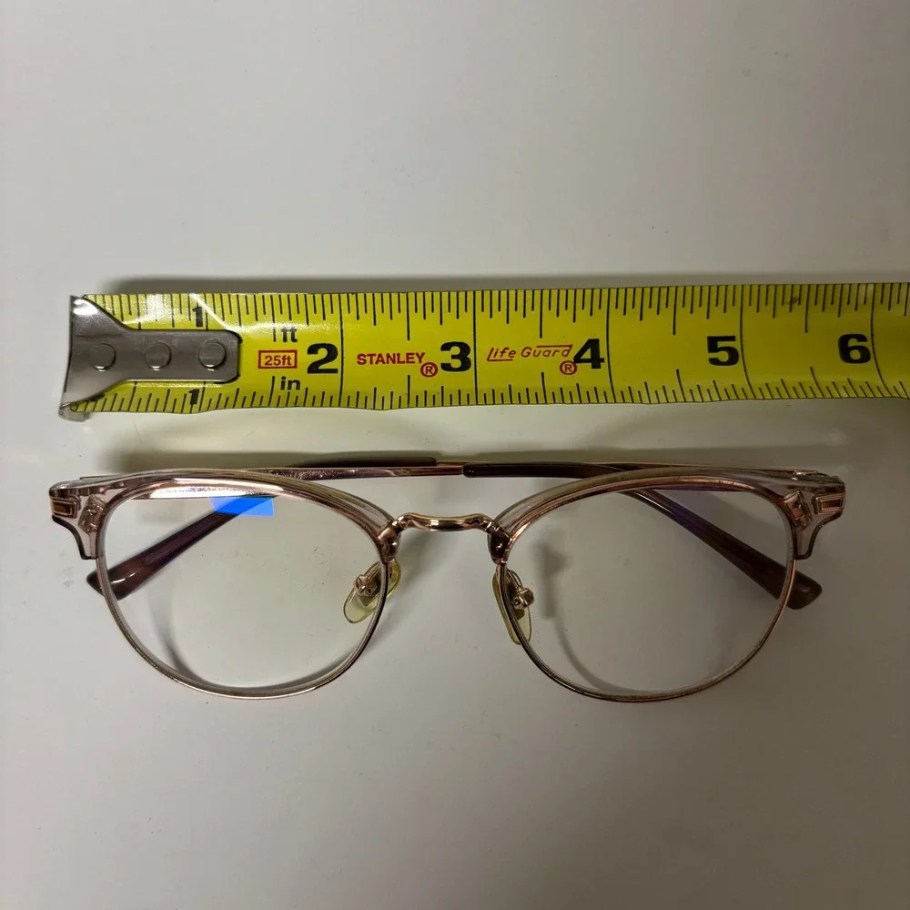 Firmoo S3555X Women Rose Gold Pink Browline Glasses Eyewear NWOT SEE DESC